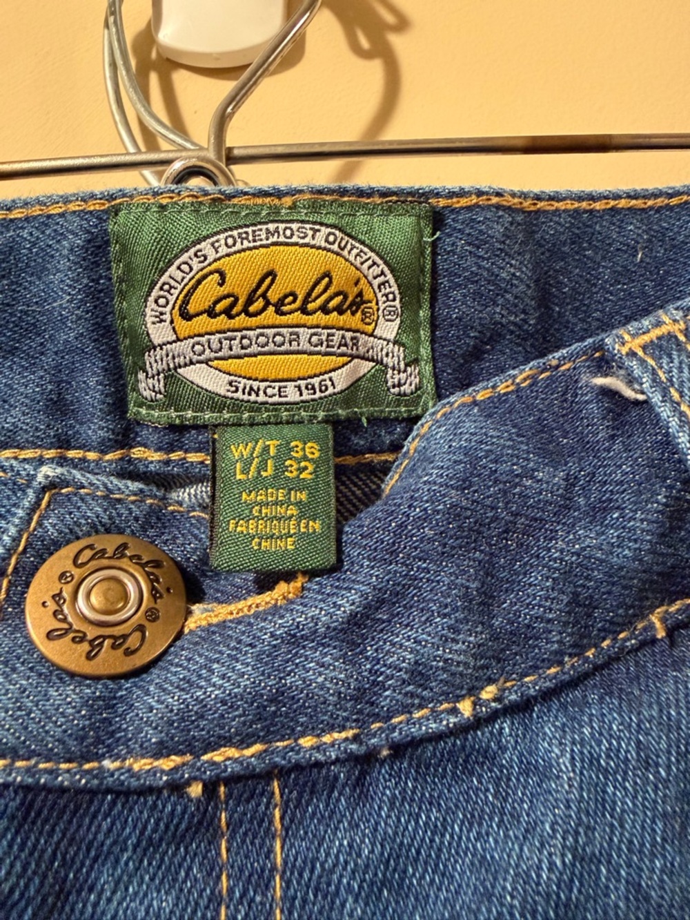 Cabela's Roughneck Upland Two-Tone Denim Work Pants - Blue & Brown Mens 36x32 - Picture 3 of 4